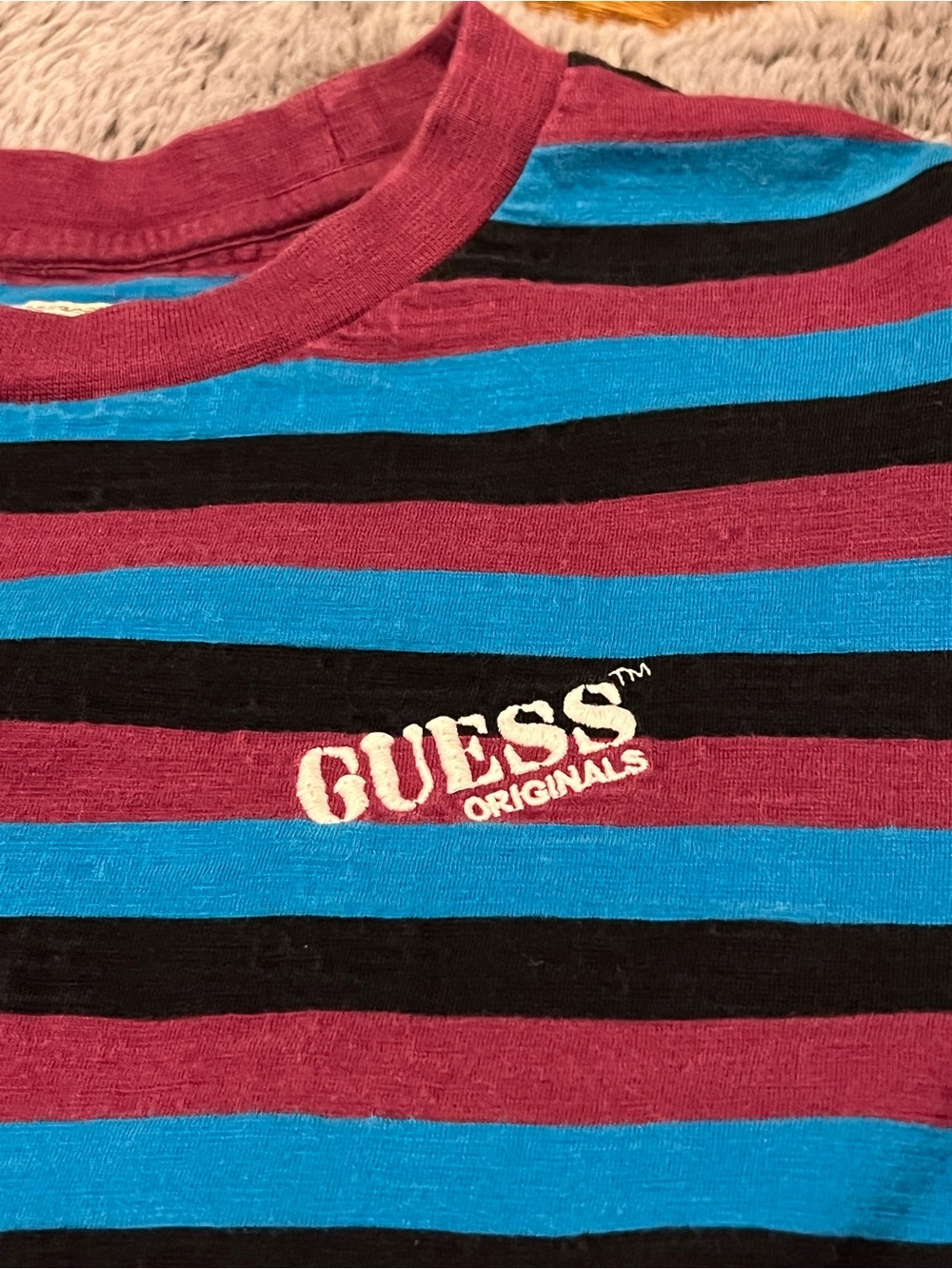 GUESS Originals Stripes in Magenta, Blue & Black